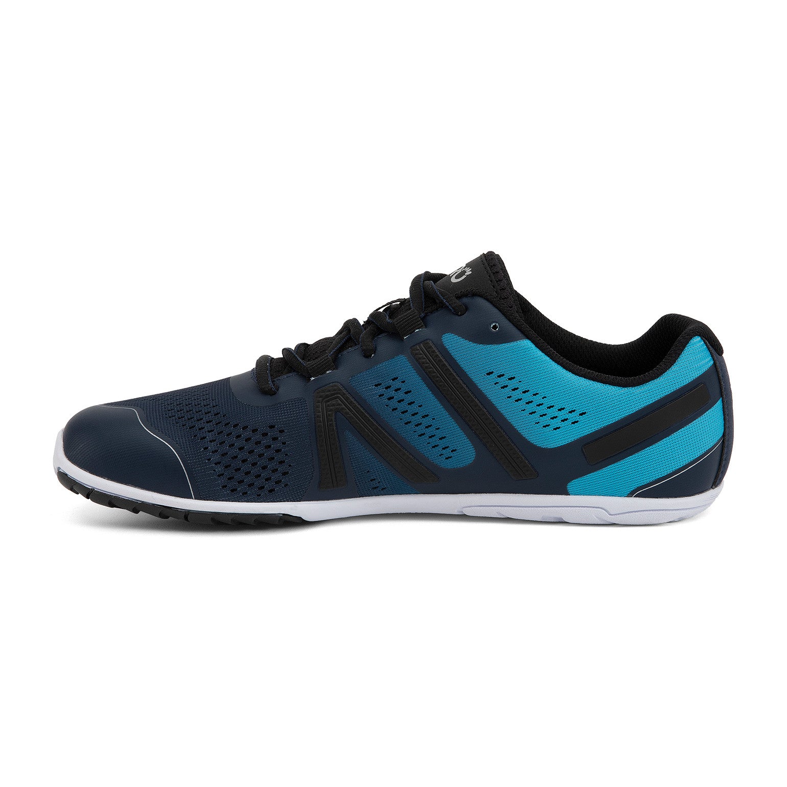 Xero Shoes HFS Sneaker in Navy/Scuba Blue für Herren, linke Ansicht, bequeme Laufschuhe im Onlineshop für Barfußschuhe.