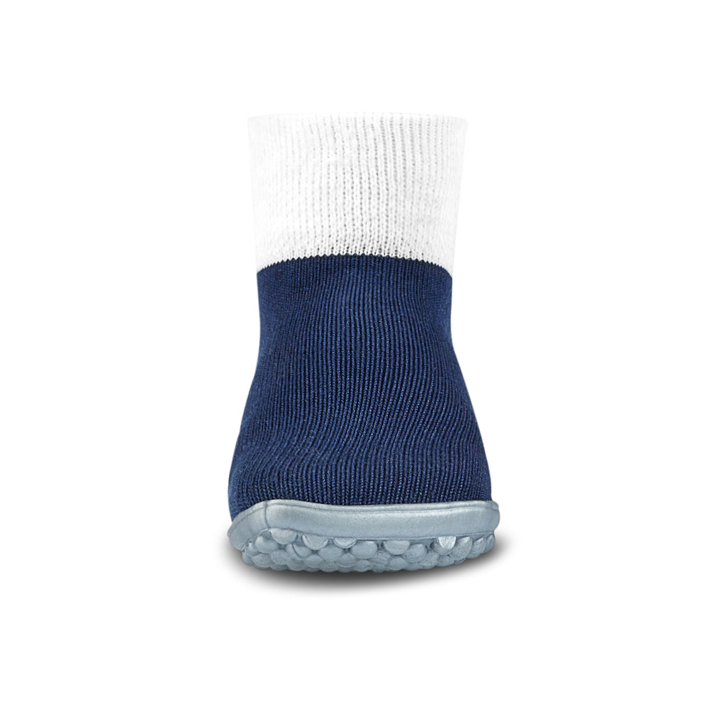 Leguanito Barfußschuhe für Kinder von Leguano in Blau – Sockenschuhe, Frontansicht, erhältlich im barfussweltan.shop Barfußschuhe Onlineshop