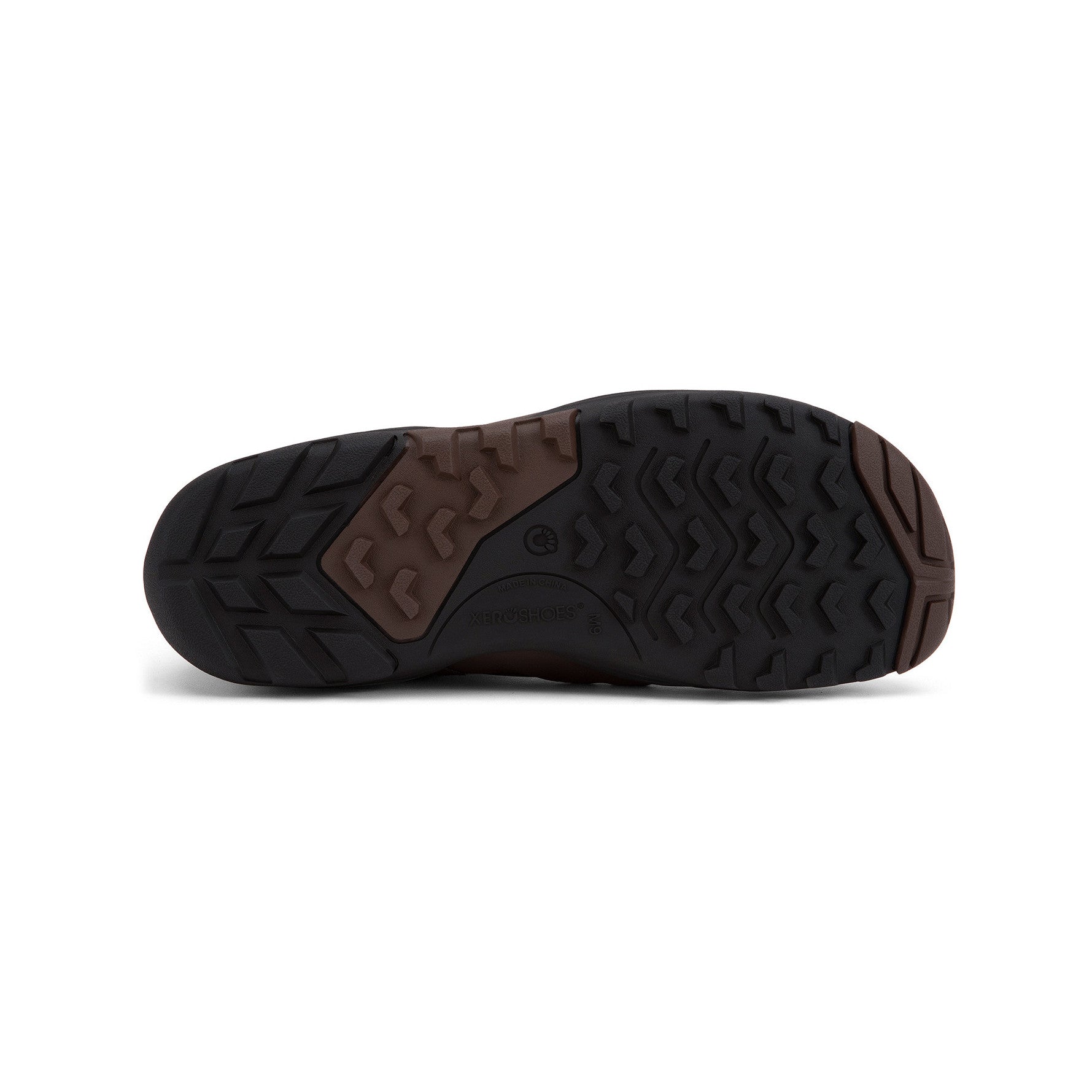 Xero Shoes Alpine Men Brown Navy Barfußschuhe Schneestiefel für den Winter, Ansicht von unten. Rutschfeste Sohle für sicheren Halt und optimale Flexibilität bei winterlichen Outdoor-Abenteuern. Erhältlich in unserem Onlineshop für Barfußschuhe.