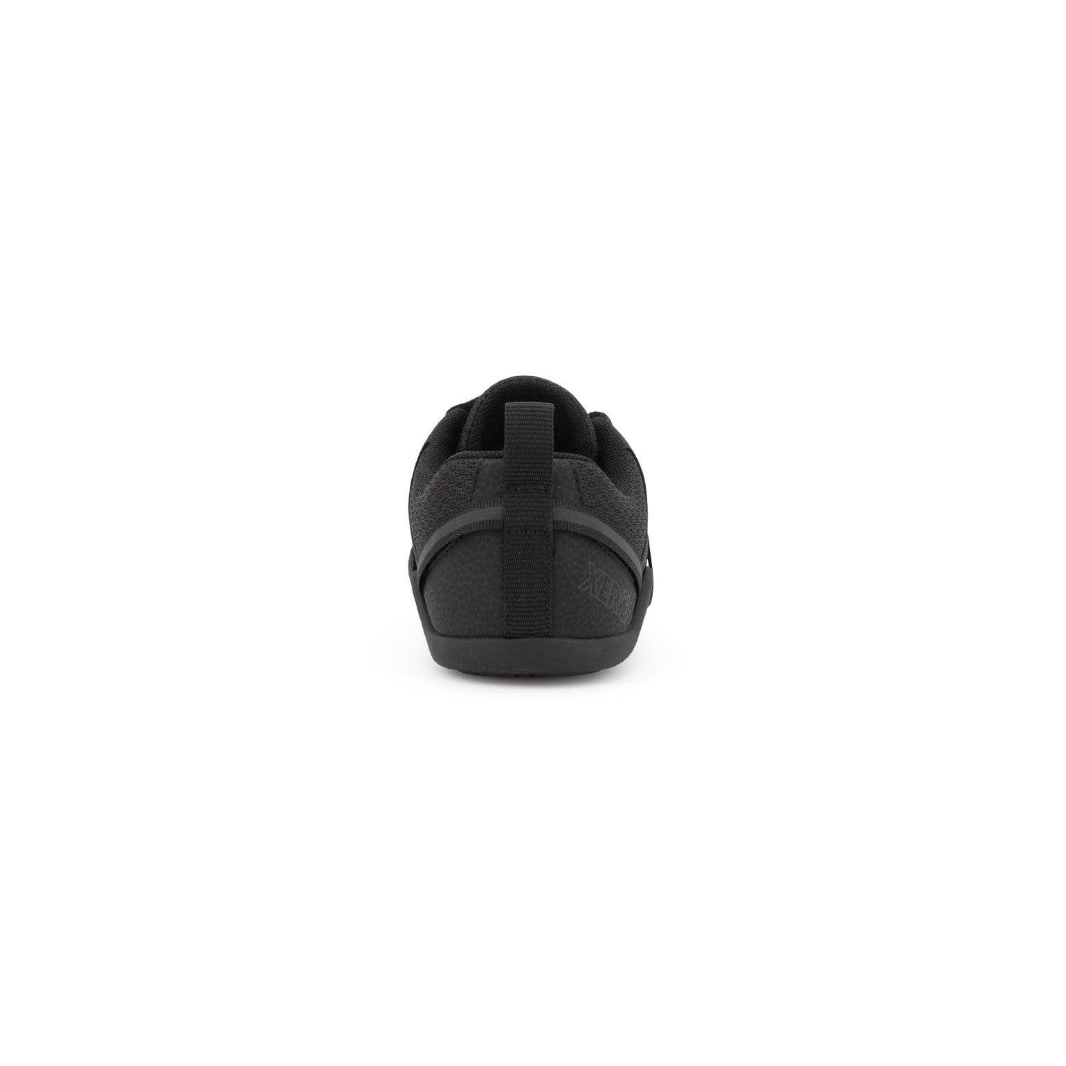 Rückansicht der Xero Shoes Prio Barfußschuhe für Kinder in Schwarz im Onlineshop für Barfußschuhe, ergonomisch und flexibel