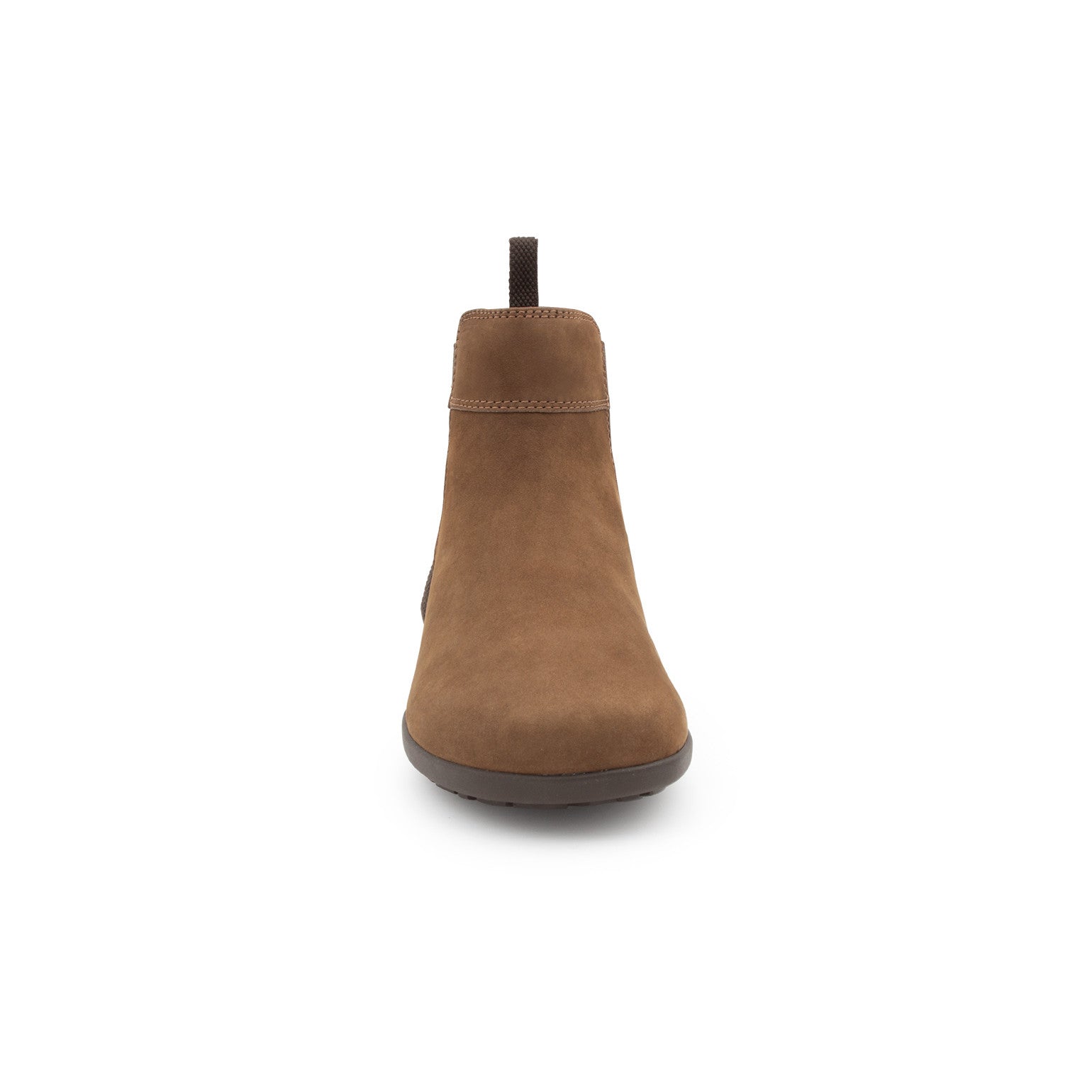 Barfußschuhe Onlineshop: Xero Shoes Tari braune Barfußschuhe als Chelsea Boots in toffee, Vorderansicht