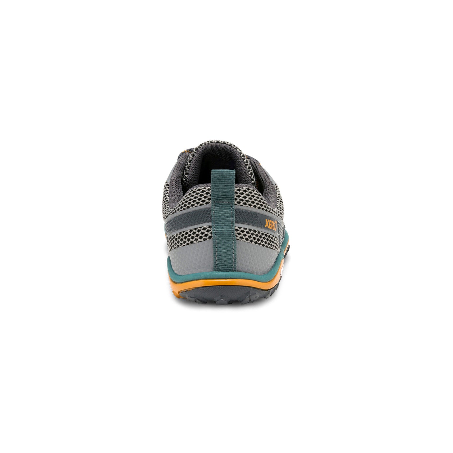 Rückansicht der Xero Shoes Scrambler Low Barfußschuhe in Tarmac Gray für Damen als Wanderschuhe im Onlineshop für Barfußschuhe