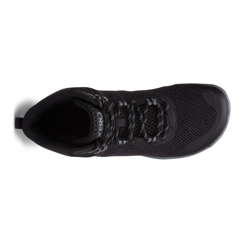 Xero Shoes Scrambler Mid Barfußschuhe, Wanderschuhe für Herren, Top-Ansicht in Schwarz im Onlineshop für Barfußschuhe