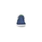 Frontansicht der Xero Shoes Dillon Canvas Slip-On Kinder Barfußschuhe in Insignia Blue als Sneaker im Onlineshop für Barfußschuhe