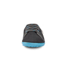 Leguanito Aktiv Barfußschuhe für Kinder von Leguano in Anthrazit mit blauer Sohle – Vorderansicht, erhältlich im barfussweltan.shop Barfußschuhe Onlineshop
