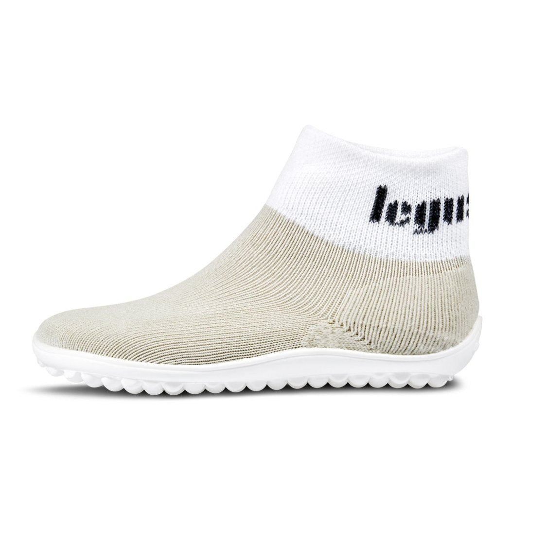Leguanito Barfußschuhe für Kinder von Leguano in Perlmutt – Sockenschuhe, Seitenansicht von links, erhältlich im barfussweltan.shop Barfußschuhe Onlineshop